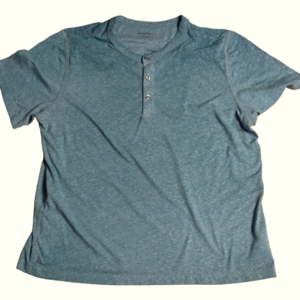 Untuckit Short Sleeve Blue Heather Henley Size XXL